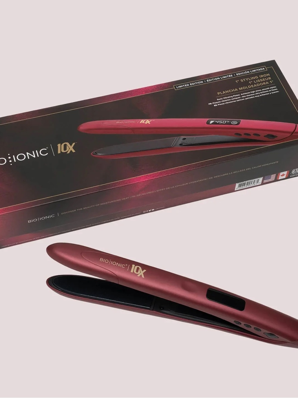 Limited Edition Bio Ionic 10X Velvet Red Ceramic Hair Flat Iron